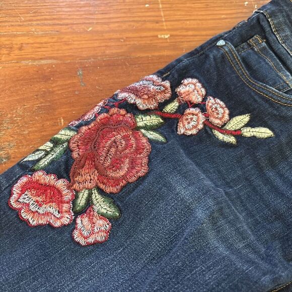 Kut From The Kloth Ankle Skinny Jeans Size 6 Embroidered Floral Dark Wash - Picture 2 of 7